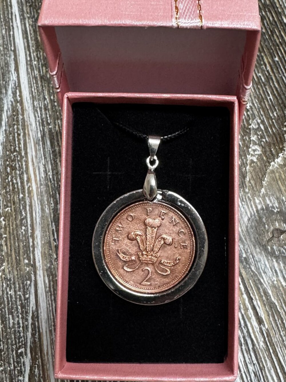 1995 English 2 Pence Coin Pendant - Handcrafted Vintage Coin Resin Necklace